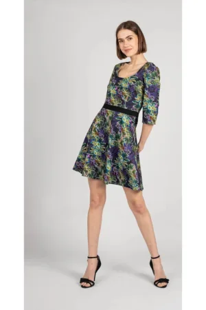 Rochie evazata cu imprimeu floral - 38