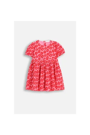 Rochie evazata cu imprimeu floral si aspect texturat