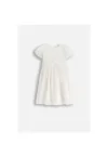 Rochie evazata cu maneci bufante - Alb