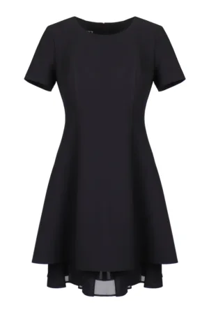 Rochie evazata cu maneci scurte - Negru