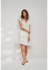 Rochie evazata cu maneci scurte - alba