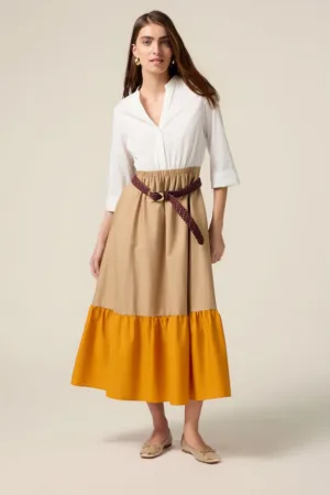 Rochie evazata cu model 2in1 si maneci 3/4