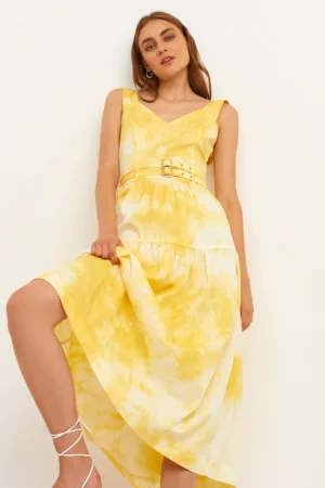 Rochie evazata cu model tie-dye
