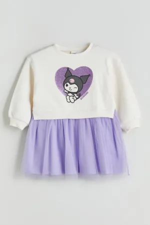 Rochie evazata cu segment din tul