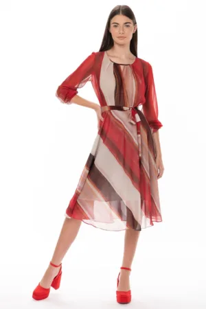 Rochie evazata cu strat exterior semitransparent Abby