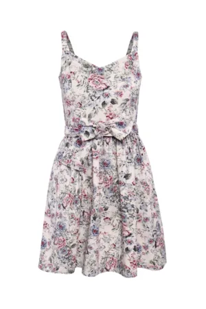 Rochie evazata de bumbac - cu imprimeu floral
