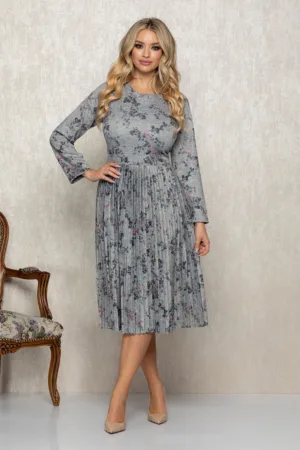 Rochie evazata de jerseu cu model floral
