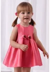 Rochie evazata de satin cu aplicatii florale
