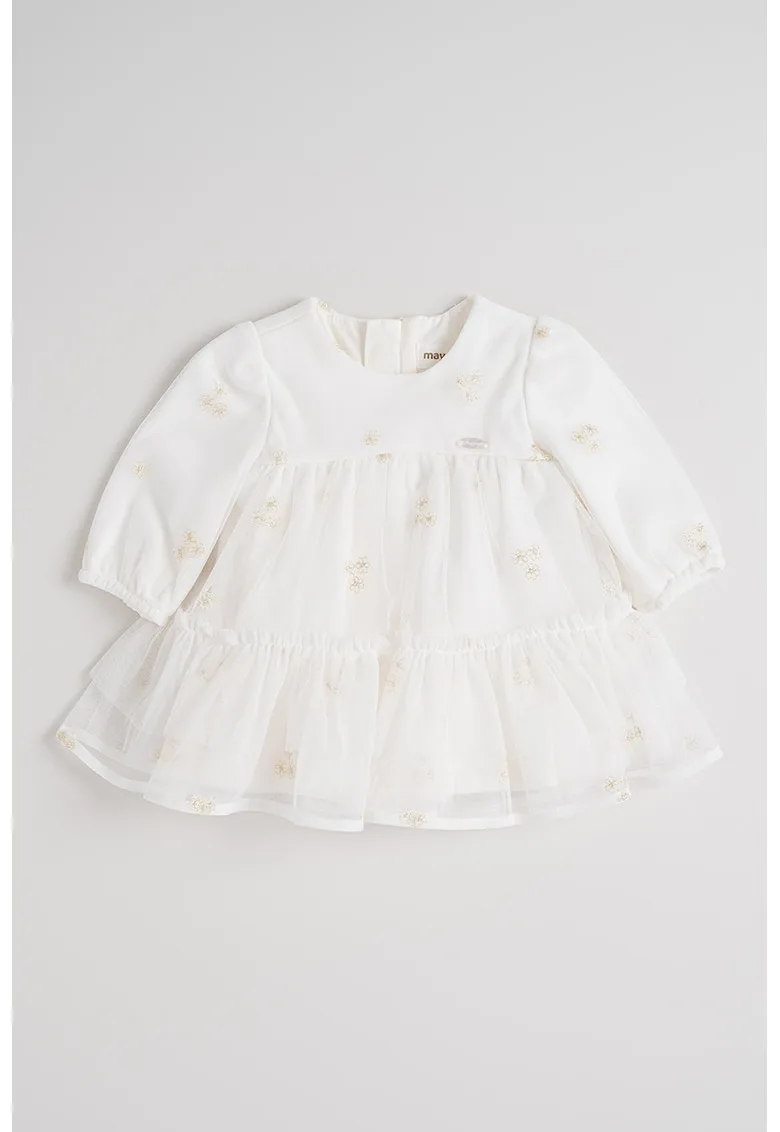 Rochie evazata din amestec de bumbac cu model uni