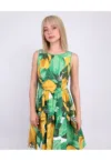 Rochie evazata din bumbac - cu imprimeu tropical