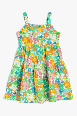Rochie evazata din bumbac cu model floral