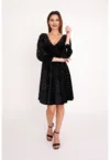 Rochie evazata din catifea cu strasuri Noir