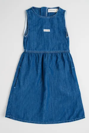 Rochie evazata din denim din amestec de lyocell si in