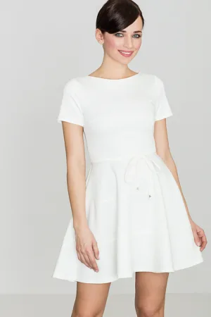 Rochie evazata ecru - poliester 95% - elastan 5% -