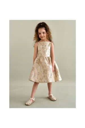 Rochie evazata fara maneci cu broderii florale