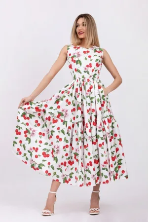 Rochie evazata fara maneci cu buzunare laterale