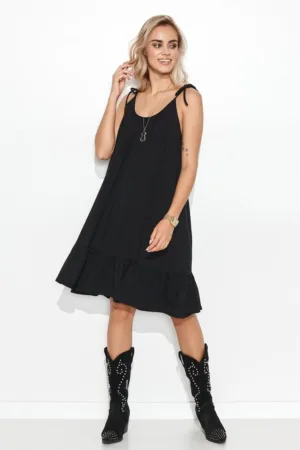 Rochie evazata fara maneci - cu volane -