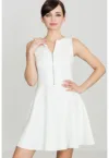 Rochie evazata -  model K098 - fermoar - mini - ecru - poliester 95% - elastan 5%