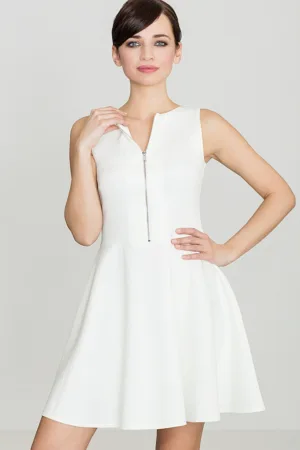 Rochie evazata - model K098 - fermoar - mini - ecru - poliester 95% - elastan 5%
