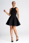 Rochie evazata  neagra - fara maneci - poliester