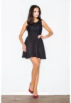 Rochie  evazata - neagra - poliester
