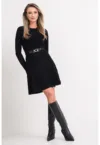 Rochie evazata tricotata cu o curea in talie