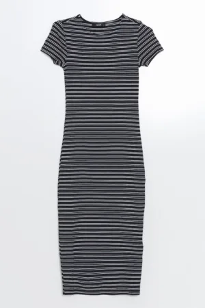 Rochie extra slim-fit cu model in dungi