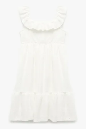 Rochie fara maneci cu garnituri cu volane