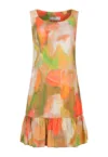 Rochie fara maneci cu imprimeu abstract