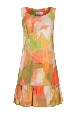 Rochie fara maneci cu imprimeu abstract