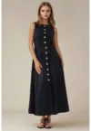Rochie  fara maneci - cu nasturi - neagra - textil