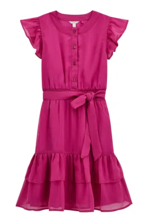 Rochie fara maneci cu volane