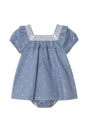 Rochie fete  1919 - Bumbac/Poliester - Albastru