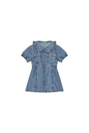 Rochie fete -  41DWGV029 901 - bumbac/poliester - albastru