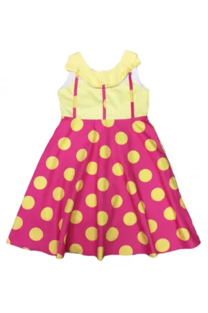 Rochie fete Gouspin - roz cu buline galbene