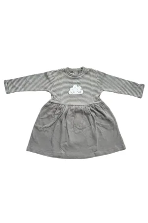 Rochie  fete din bumbac gri evazata 86