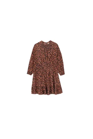 Rochie fete -  din stofa - negru/maro