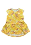 Rochie fete -  flori - galben - bumbac