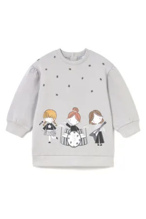 Rochie fete -  gri - 95% bumbac - 5% elastan -