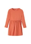 Rochie fete  maneci lungi - maro - bumbac-elastan