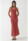 Rochie  floral - rosu - poliester