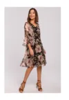 Rochie florala -  PoliesterNegru/Roz