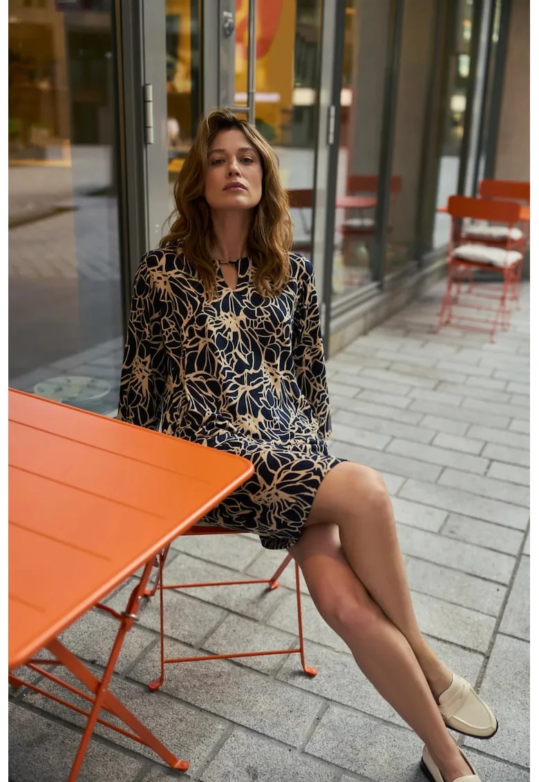 Rochie florala bleumarin