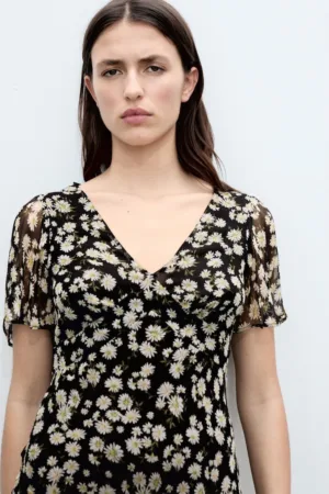 Rochie florala cu decolteu in V