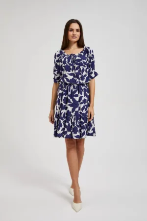 Rochie florala cu maneci bufante violet