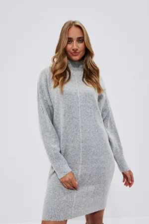 Rochie gri deschis cu guler