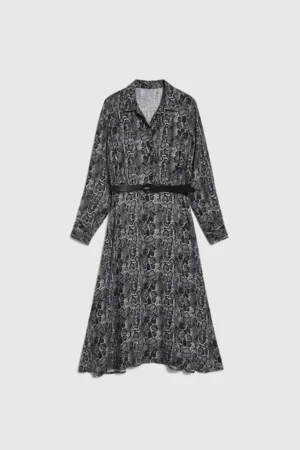 Rochie gri din viscoza cu curea