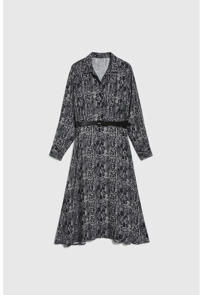 Rochie gri din viscoza cu curea