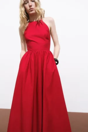 Rochie halter cu model uni