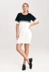 Rochie hanorac -  bumbac - ecru-negru